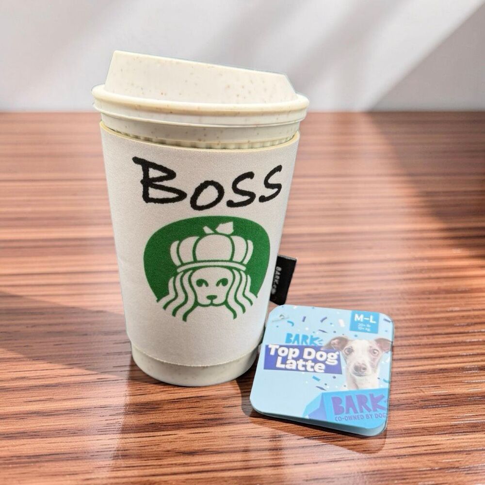 Bark Box Boss Pup Latte Vanilla Scented 2 in 1 Enrichment Toys Size M/L NEW
